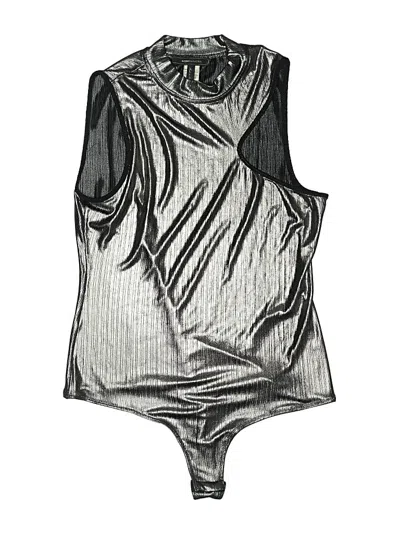 Pre-owned Bcbgmaxazria Bodysuit In Silver