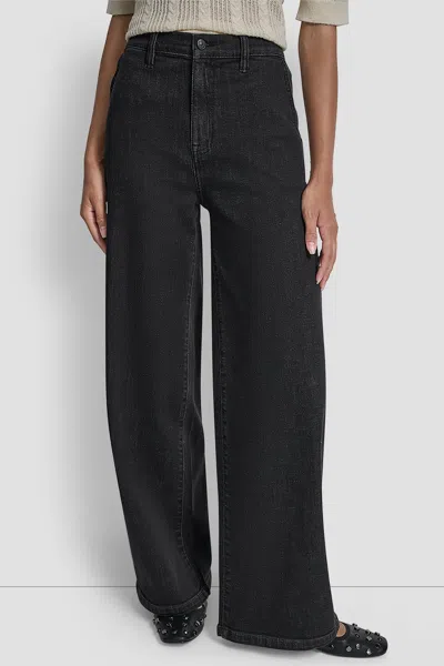 Dkny High-rise Wide-leg Jeans In Black