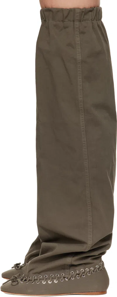August Barron Khaki Level Flat Thigh High Tall Boots In Green