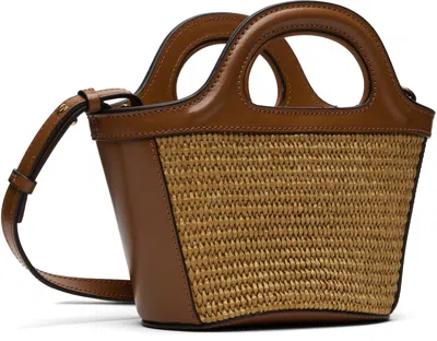 Marni Brown & Beige Tropicalia Micro Tote In Pattern