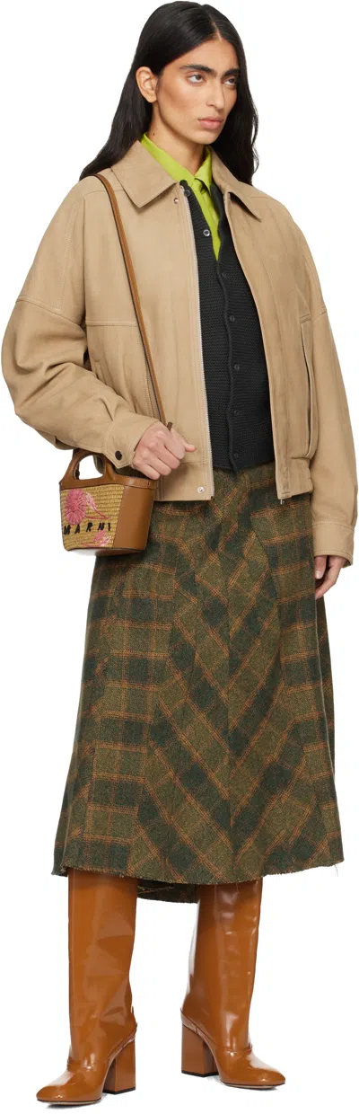 Marni Brown & Beige Tropicalia Micro Tote In Pattern