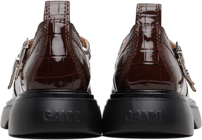 Ganni Brown Everyday Butterfly Mary Jane Loafers In Brown