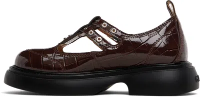 Ganni Brown Everyday Butterfly Mary Jane Loafers In Brown