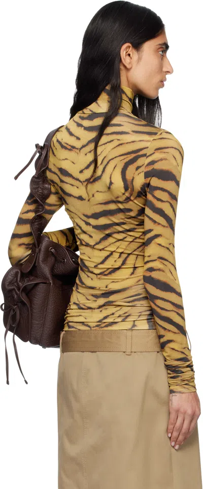 Ganni Printed Turtle Neck Sweater In Brown