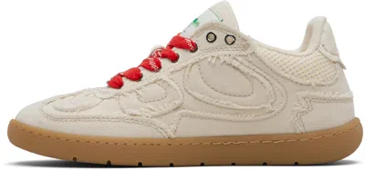 Ganni Beige 08 Canvas Raw Edge Sneakers In Neutral