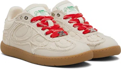 Ganni Beige 08 Canvas Raw Edge Sneakers In Neutral