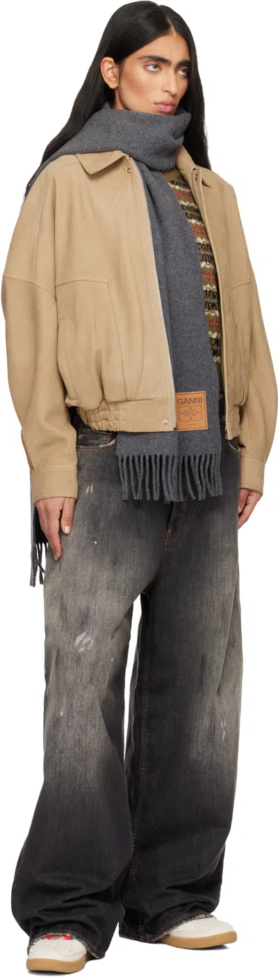 Ganni Beige 08 Canvas Raw Edge Sneakers In Neutral