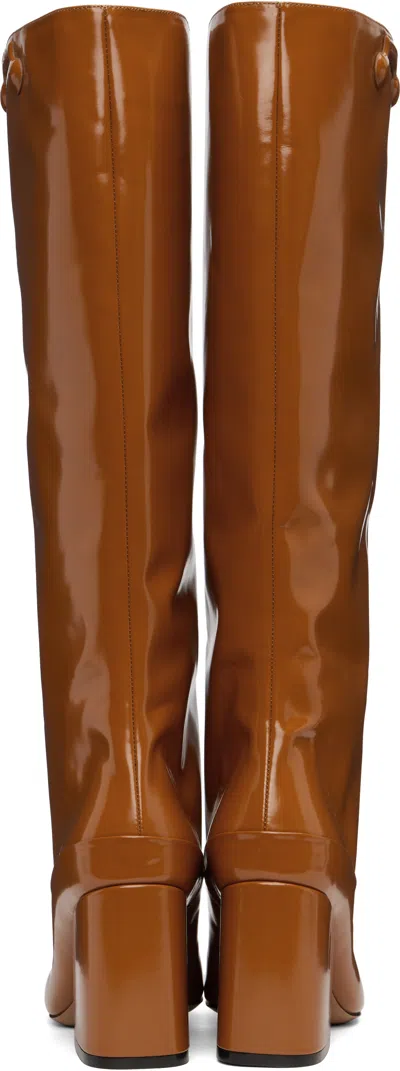 Marni Brown Leather Trunkaroo Knee-high Tall Boots In Brown