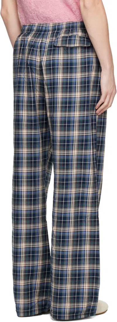 Erl Navy Plaid Sweatpants In Blue