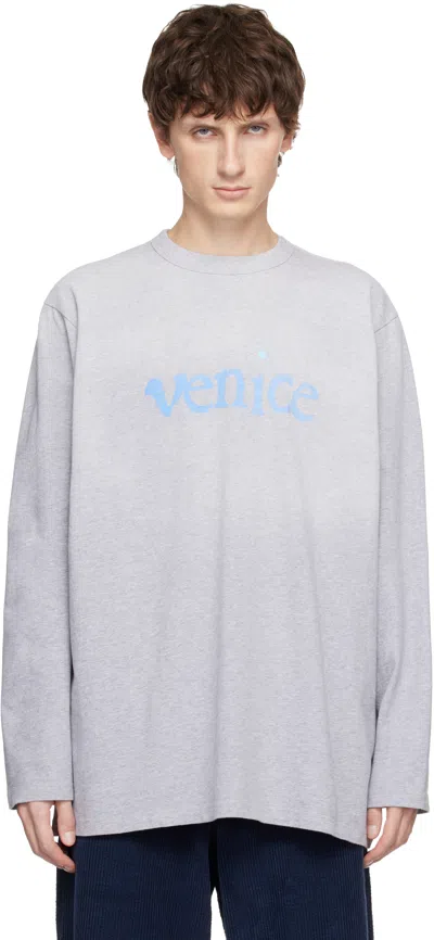 Erl Gray 'venice' Long Sleeve T-shirt In Gray