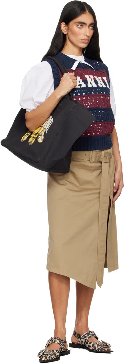 Ganni Banana Print Xxl Tote Bag In Pink