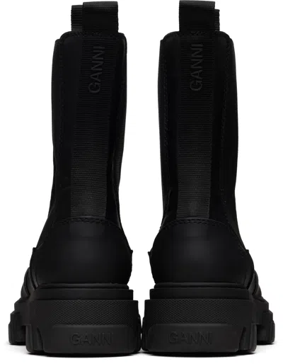 Ganni Black Mid Chelsea Boots In Black