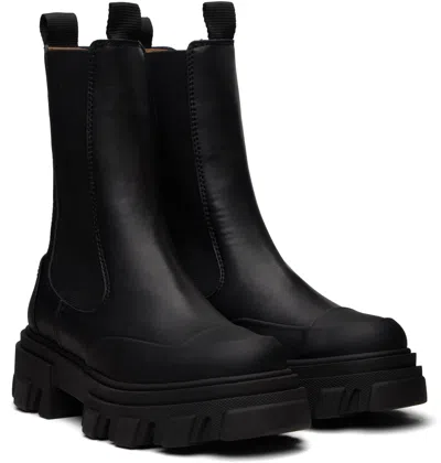 Ganni Black Mid Chelsea Boots In Black