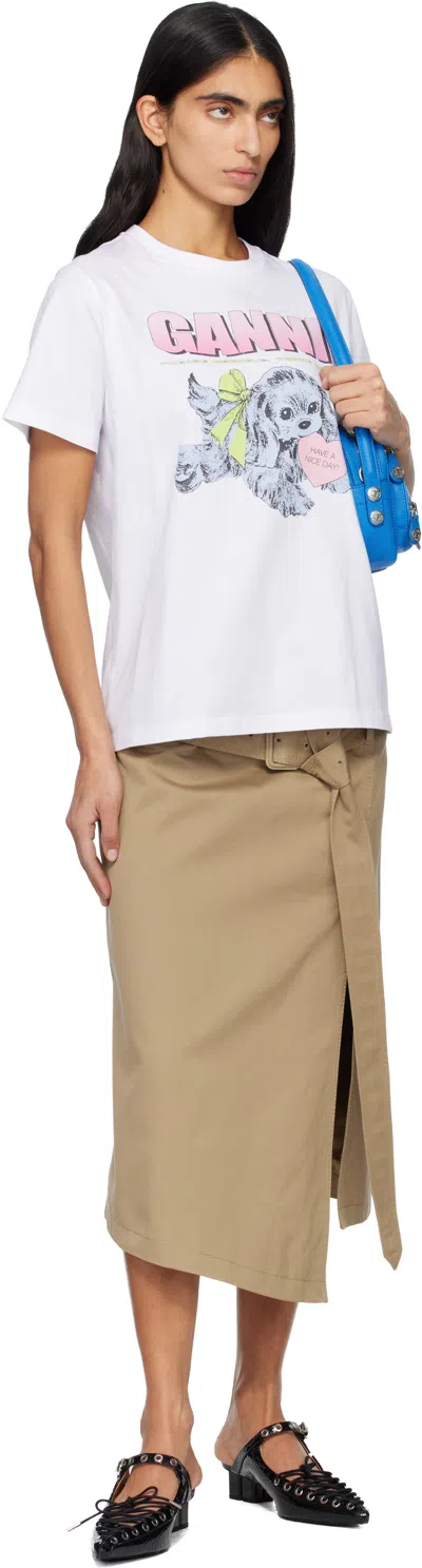 Ganni Women Puppy Print And Logo T-shirt In White