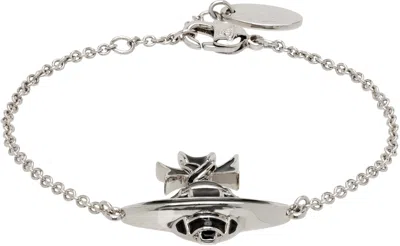 Vivienne Westwood Ribbon Bas Relief Bracelet In Silver