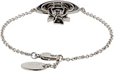 Vivienne Westwood Ribbon Bas Relief Bracelet In Silver
