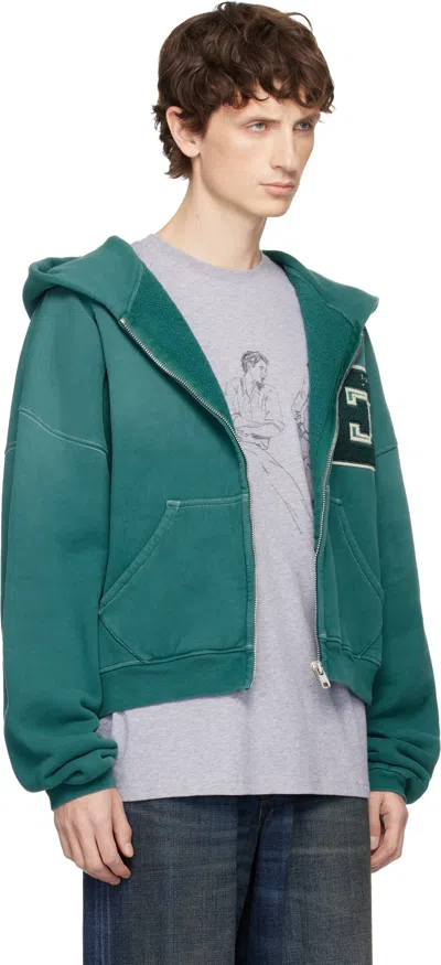 Erl Green Letterman Hoodie In Green