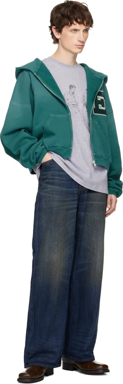 Erl Green Letterman Hoodie In Green