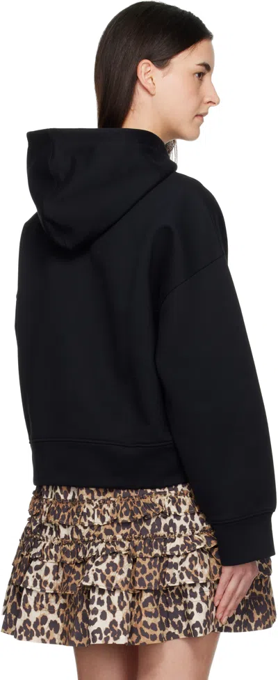 Ganni Black Two-way Zip Hoodie In Black
