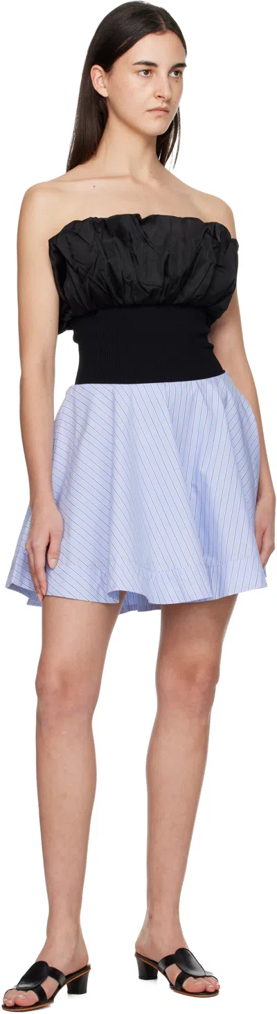 Ganni Blue Stripe Circle Miniskirt In Blue