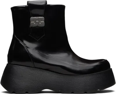 Ganni Kat Platform Ankle Boots In Black