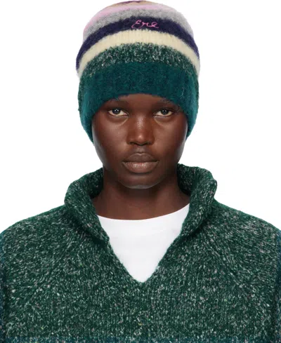 Erl Multicolor Striped Alpaca Mohair Beanie In Multi