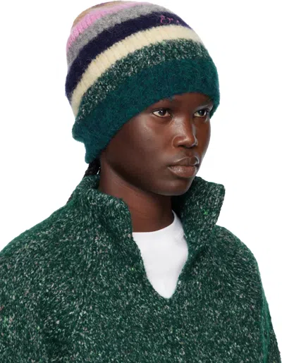Erl Multicolor Striped Alpaca Mohair Beanie In Multi