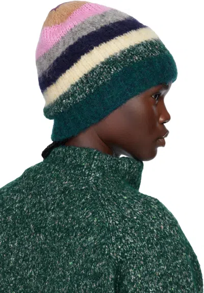 Erl Multicolor Striped Alpaca Mohair Beanie In Multi