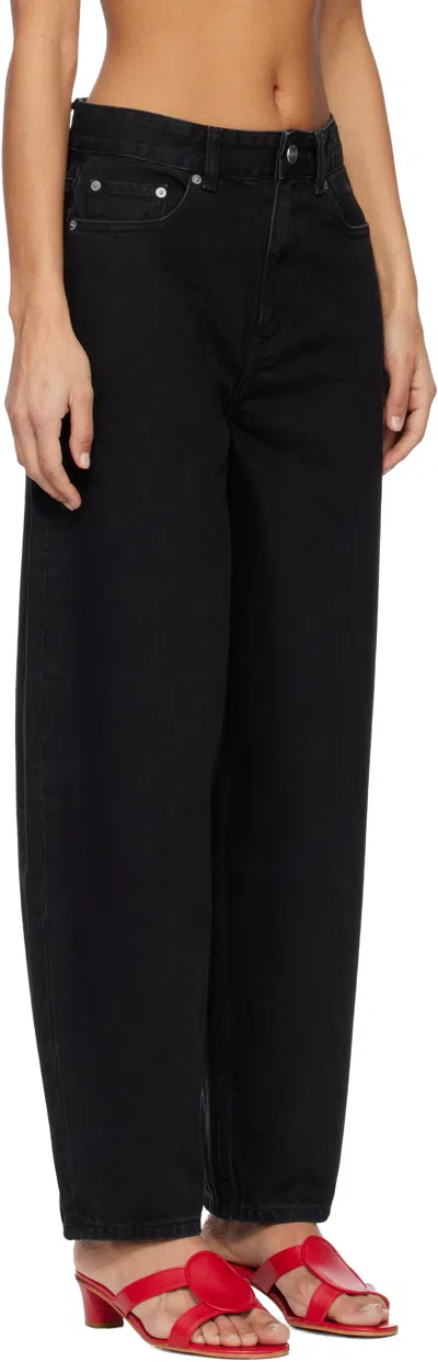 Ganni Black Loose Rigid Stary Jeans In Black