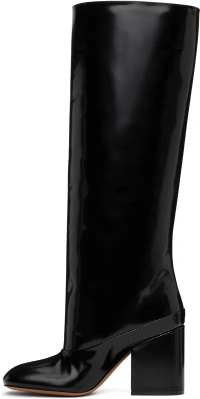 Marni Black Leather Trunkaroo Knee-high Tall Boots In Black