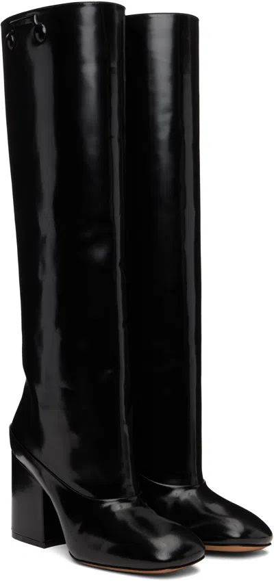 Marni Black Leather Trunkaroo Knee-high Tall Boots In Black