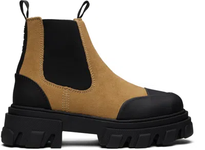 Ganni Low Chelsea Ankle Boots  Leather Brown