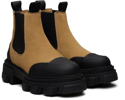 Ganni Low Chelsea Ankle Boots  Leather Brown