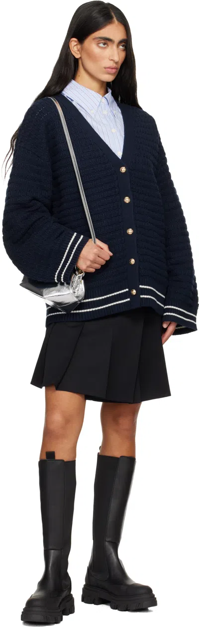 Ganni Black Cleated Tall Chelsea Boots In Black