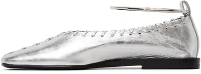 Jil Sander Ankle-bracelet Ballet Flats In Silver