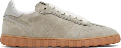 Ami Alexandre Mattiussi Gray Leather Low Top Step Sneakers In Green