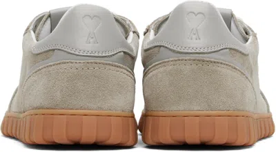 Ami Alexandre Mattiussi Gray Leather Low Top Step Sneakers In Green