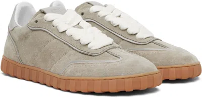 Ami Alexandre Mattiussi Gray Leather Low Top Step Sneakers In Green