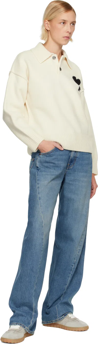 Ami Alexandre Mattiussi Gray Leather Low Top Step Sneakers In Green