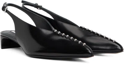 Jil Sander Slingback Spazzolato Leather In Black