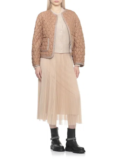 Fabiana Filippi Quilted Single-breasted Puffer Jacket In Brown