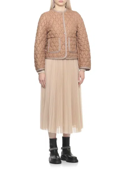 Fabiana Filippi Quilted Single-breasted Puffer Jacket In Brown