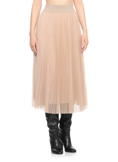 Fabiana Filippi Mesh Pleated Midi Skirt In Brown