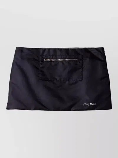 Miu Miu Stylish Skirt With Contrast Panel And Zip Pocket In Black