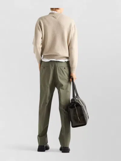 Prada Soft Textured Crew Neck Long Sleeve Sweater In Neutral