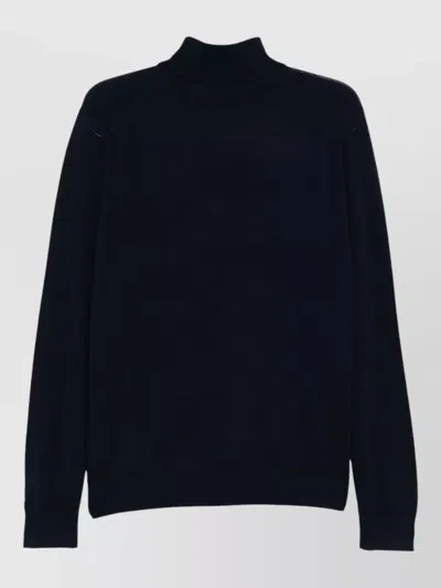 Michael Kors High Collar Half Zip Long Sleeve Sweater In Black