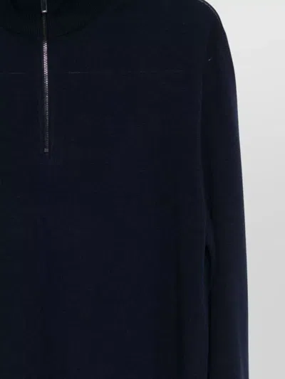 Michael Kors High Collar Half Zip Long Sleeve Sweater In Black