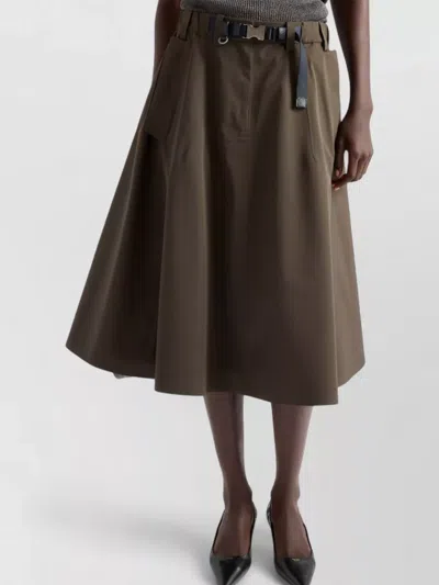 Prada Skirt Featuring Belt Loops And Flap Detail In Black