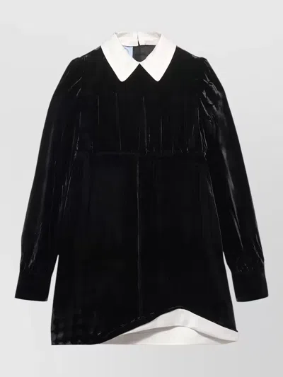 Prada Asymmetric Hem Dress Long Sleeves In Black