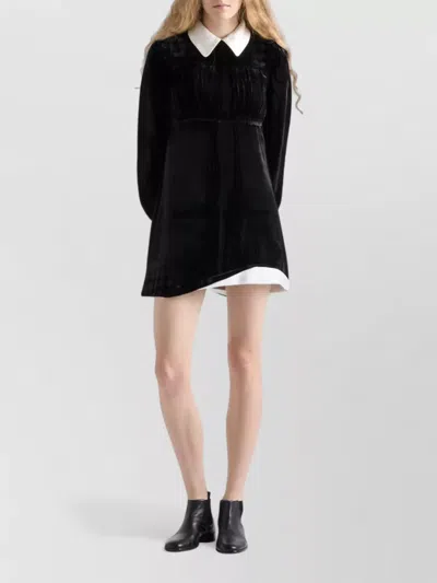 Prada Asymmetric Hem Dress Long Sleeves In Black